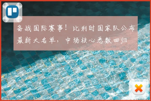 备战国际赛事！比利时国家队公布最新大名单，中场核心悉数回归